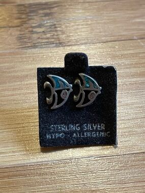 Sterling silver turquoise fish earrings